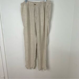 Caribbean Men’s 42 Cream Linen Chino Trousers Relaxed Vacation Resort Cruise